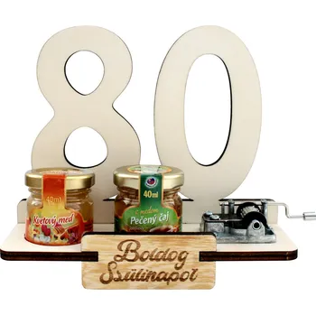 Žertovný předmět Dárkový stojan 80 let s flašinetem HU