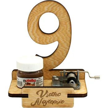 Žertovný předmět Dárkový stojan 9 let s flašinetem a Nutellou SK