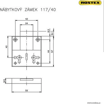 Dveřní kování Rostex Zámek nábytkový 117/40 - Ni, Ostatní