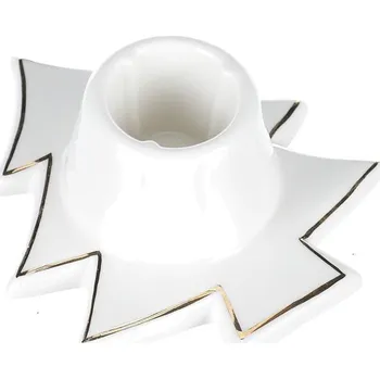 Bytová dekorace Autronic Svícen na kónickou svíčku - porcelán, tvar stromku, bílý, sada 4 ks