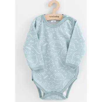 Kojenecké body na celé rozepínání NEW BABY Classic II dino, mátové, vel. 56 (0–3 měsíce)