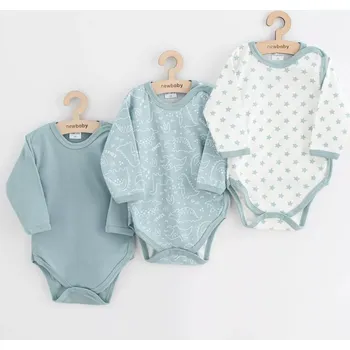 Kojenecký body Dojenecké body celorozepínací NEW BABY Classic II, dívka, 3 ks, mátová, vel. 56 (0–3 měsíce)
