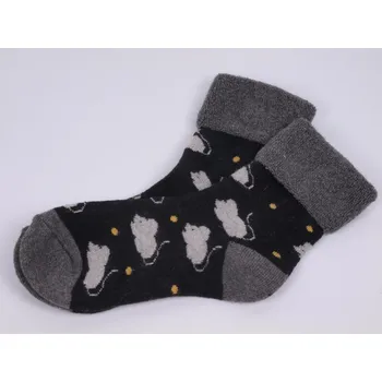 Dámské ponožky CNB BERLIN Termo ponožky DE 37825 teplé s vlnou černé s myškami velikosti ponožek: 26-28 (EUR vel. 39-42)