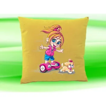 Dekorativní polštářek Polštář hoverboard kolonožka béžový (holka na kolonožce)