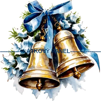 Látkový panel - Vánoční zvonky - VA-22 Velikost: 30x30cm, Materiál: Mikroplyš