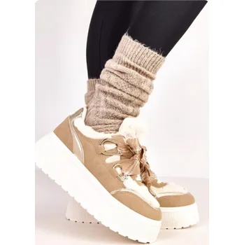 Dámská obuv Zateplené tenisky na platformě ICECHARM béžové Velikost: 38