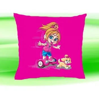 Dekorativní polštářek Polštář hoverboard kolonožka růžový (holka na kolonožce)