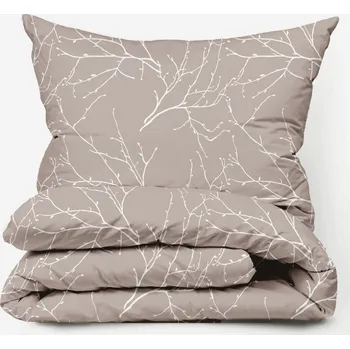 Povlečení Bavlněné povlečení Větvičky béžové Zapínání: zip, Velikost polštáře: 70x90, Velikost přikrývky: 140x200