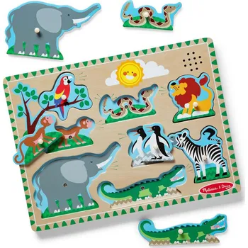 puzzle pro nejmenší MELISSA & DOUG Dřevěné puzzle se zvuky ZOO Melissa & Doug