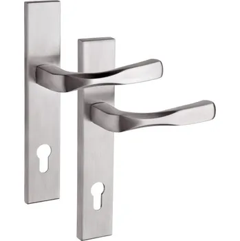 Dveřní kování Rostex RN807 MANDELO, Rozteč 90/72, Klika MANDELO, Nerez mat