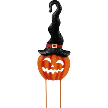 Autronic Dýně strašidelná s kloboukem - kovový zápich, oranžová