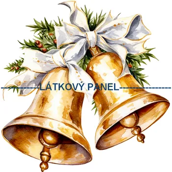 Látkový panel - Vánoční zvonky - VA-29 Velikost: 20x20cm, Materiál: Kočárkovina