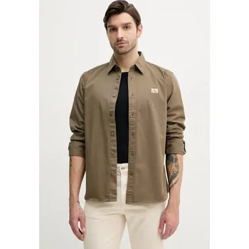 Pánská košile Košile Calvin Klein Jeans pánská, zelená barva, regular, s klasickým límcem, J30J327585 81X, vel. M