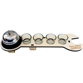 Žertovný předmět Fajrontový klíč s pohárky a zvonkem DE