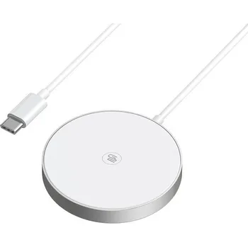 Bezdrátová nabíječka GoGEN MagSafe, Qi2, 15W - stříbrná/bílá