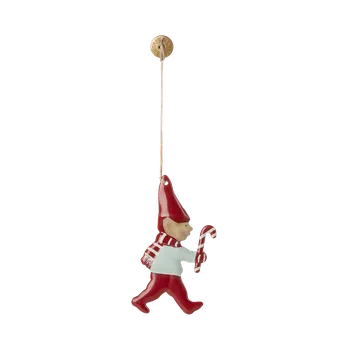 Vánoční dekorace Kovová ozdoba skřítek s lízátkem Maileg