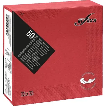 Papírový ubrousek Papírové ubrousky INFIBRA New Soft-touch 2vrstvy 33x33cm červená, 50ks