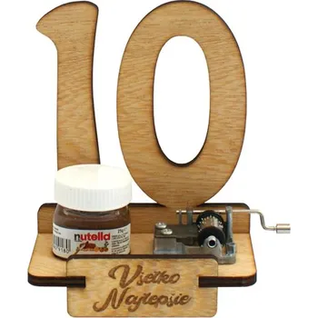 Žertovný předmět Dárkový stojan 10 let s flašinetem a Nutellou SK