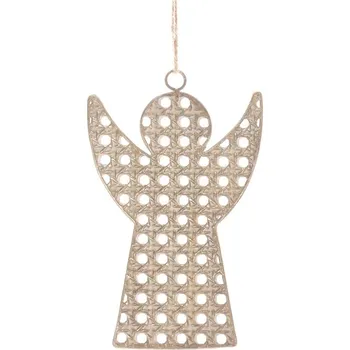 Vánoční dekorace Autronic Anděl kovový - na pověšení, barva champagne, sada 6 ks