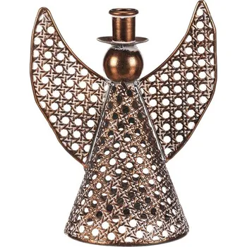 Vánoční dekorace Autronic Anděl kovový - 22 cm, na kónickou svíčku, měděný, sada 3 ks