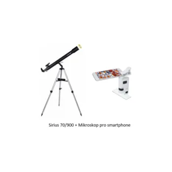 Hvězdářský dalekohled Dalekohled Bresser Sirius 70/900 AZ Carbon se slunečním filtrem+Mikroskop pro smartphone 40x-60x