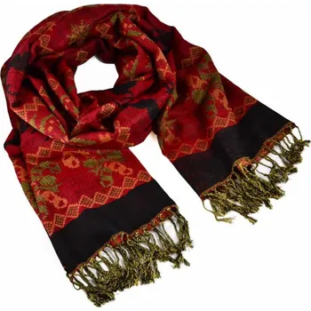 Šála Šála kašmírová - červeno-černá norský vzor