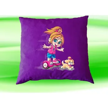 Dekorativní polštářek Polštář hoverboard kolonožka fialový (holka na kolonožce)