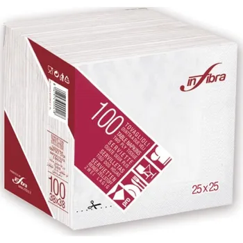 Papírový ubrousek Papírové ubrousky INFIBRA 2vrstvy 25x25cm bílá, 100ks