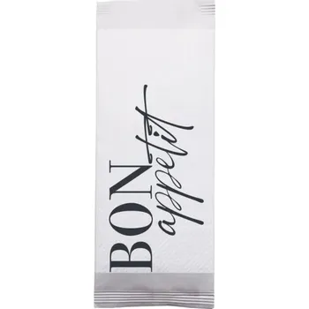 Papírový ubrousek Papírová kapsička na příbory Infibra Bon Appetit, bílý ubrousek, 100ks