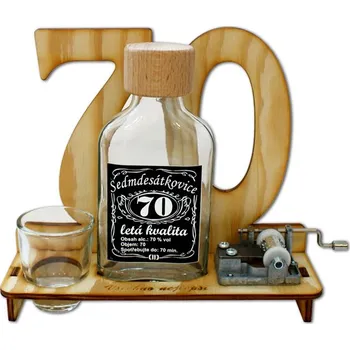 Žertovný předmět Značka na výročí 70 let s flašinetem