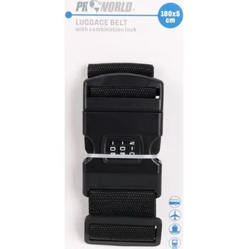 Příslušenství k zavazadlu UNIVERZÁLNÍ ZABEZPEČOVACÍ POPRUH NA KUFR, STAHOVACÍ, 180x5 CM, S KÓDOVÝM ZÁMKEM PROWORLD ČERNÝ