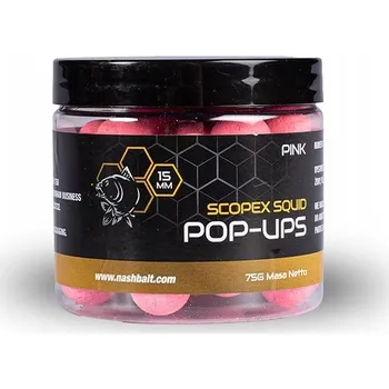 Boilies Plovoucí boilies Nash Scopex Squid Pop Ups 15mm 75g Pink B6326