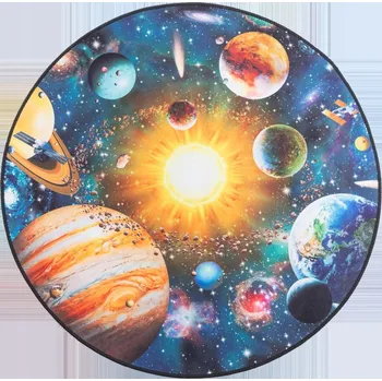 Koberec Koberec kulatý s motivem planet, 80 cm, 3D, barevný, galaxie