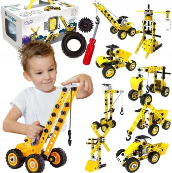 ostatní stavebnice STAVEBNICE 8v1 STAVEBNÍ VOZIDLA 100 DÍLKŮ