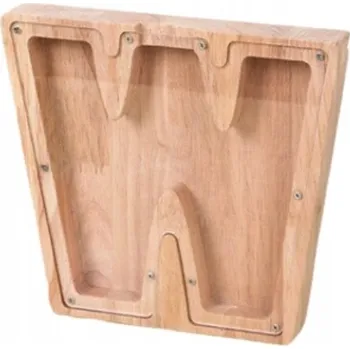 Obraz KREATIVNÍ DŘEVĚNÁ POKLADNIČKA PÍSMENO W ABECEDA PÍSMENA DÁREK