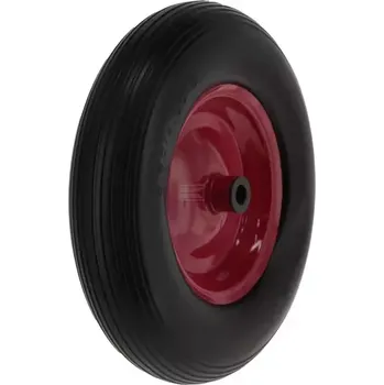 Kolečko Plné kolo 4.00-8 (380x90 mm), polyuretan (PU), osa 20 mm, náboj 100 mm, ocelový ráfek