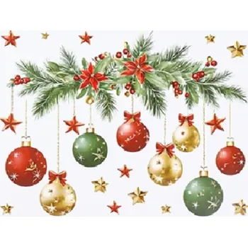 Vánoční dekorace Vánoční samolepka na toaletu 23 x 29 cm Dekorace s motivem jehličnaté větve a ozdob Stylová nálepka pro sváteční výzdobu koupelny