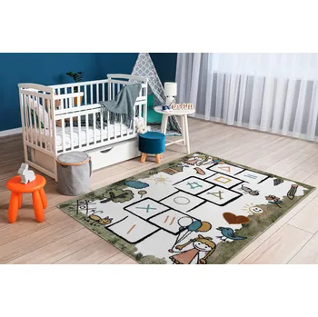 Koberec Skvělý dětský koberec FUNNY - skákací panák 3 - zelený Rozměr koberce: 80x150 cm