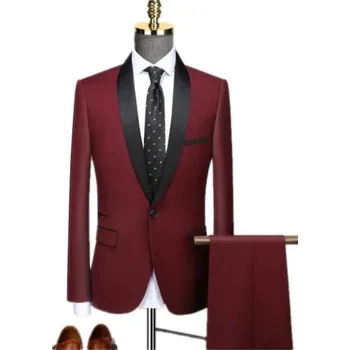 Pánský oblek Pánský oblek F322 vínová XS