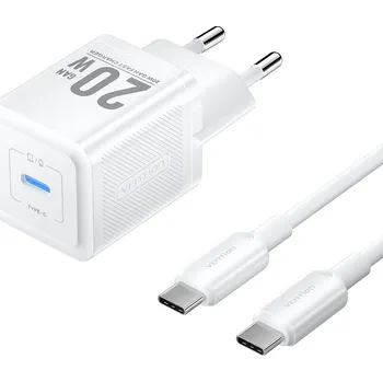 Mobilní telefon Nabíječka do sítě Vention 1-Port USB-C GaN Charger (20W) with USB-C to USB-C Cable (1M) EU-Plug White