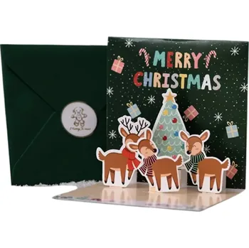 Vánoce 3D vánoční a novoroční přání z papíru Skládací prostorové přáníčko s různými motivy Elegantní ručně vyráběná dekorativní sváteční karta
