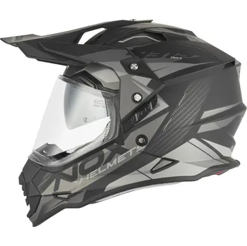 Helma na motorku Přilba N312 TRACK, NOX (černá matná, stříbrná) 2026 (Velikost: M)