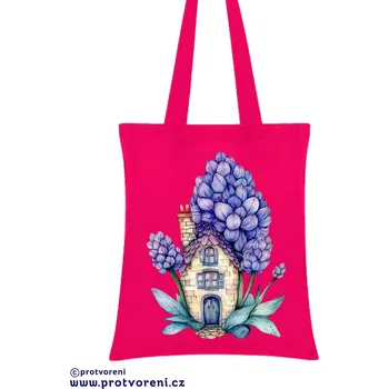 Taška s potiskem Textilní taška, Květinový domeček 4, 41x37cm, mix barev, 1 kus Vyberte si barvu ZDE:: růžová