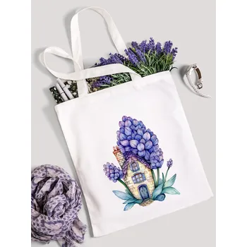 Taška s potiskem Textilní taška, Květinový domeček 4, 41x37cm, mix barev, 1 kus Vyberte si barvu ZDE:: bílá