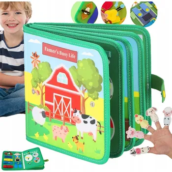 Výuková hračka ZAUJMUTÁ CESTOVNÍ KNIHA FARMA ROZVÍJEJÍCÍ LOGICKÉ MYŠLENÍ PRO BATOLATA