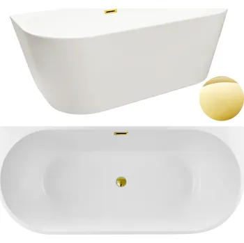 Vana AQUAUNO VOLNĚ STOJÍCÍ VANA KE STĚNĚ 170x80 cm ZRCADLOVĚ ZLATÁ VČETNĚ ODTOKU