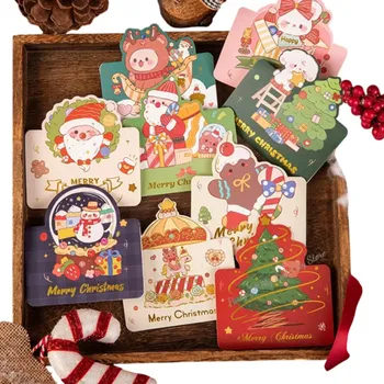 Dárková visačka 9 ks Vánoční přání 136 x 98 x 68 mm MIX motivů Santa Claus Sněhulák Prázdné papírové karty Veselé Vánoce Blahopřání s obálkami