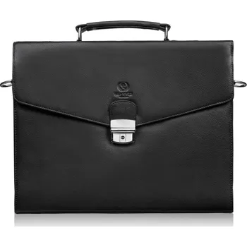 Pánská aktovka Paolo Peruzzi Pánská aktovka z pravé kůže s klíčem Peruzzi; černá