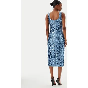 Dámské oblečení MICHAEL Michael Kors Koktejlové šaty MS5830EHHS Světle modrá Slim Fit L