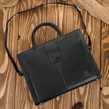 Dámská aktovka Paolo Peruzzi Dámská kožená aktovka a taška do ruky a přes rameno Peruzzi; černá